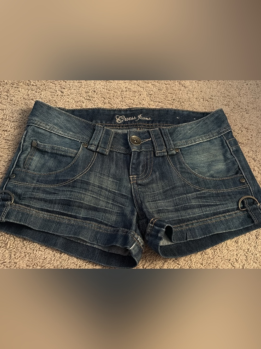 Guess Women's Blue Denim Low-Rise Jean Shorts
